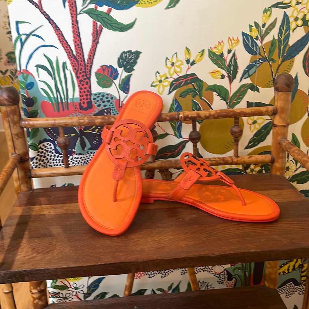 Never worn w/o box Tory Burch Miller Leather Sandal Poppy Red Orange 8.5